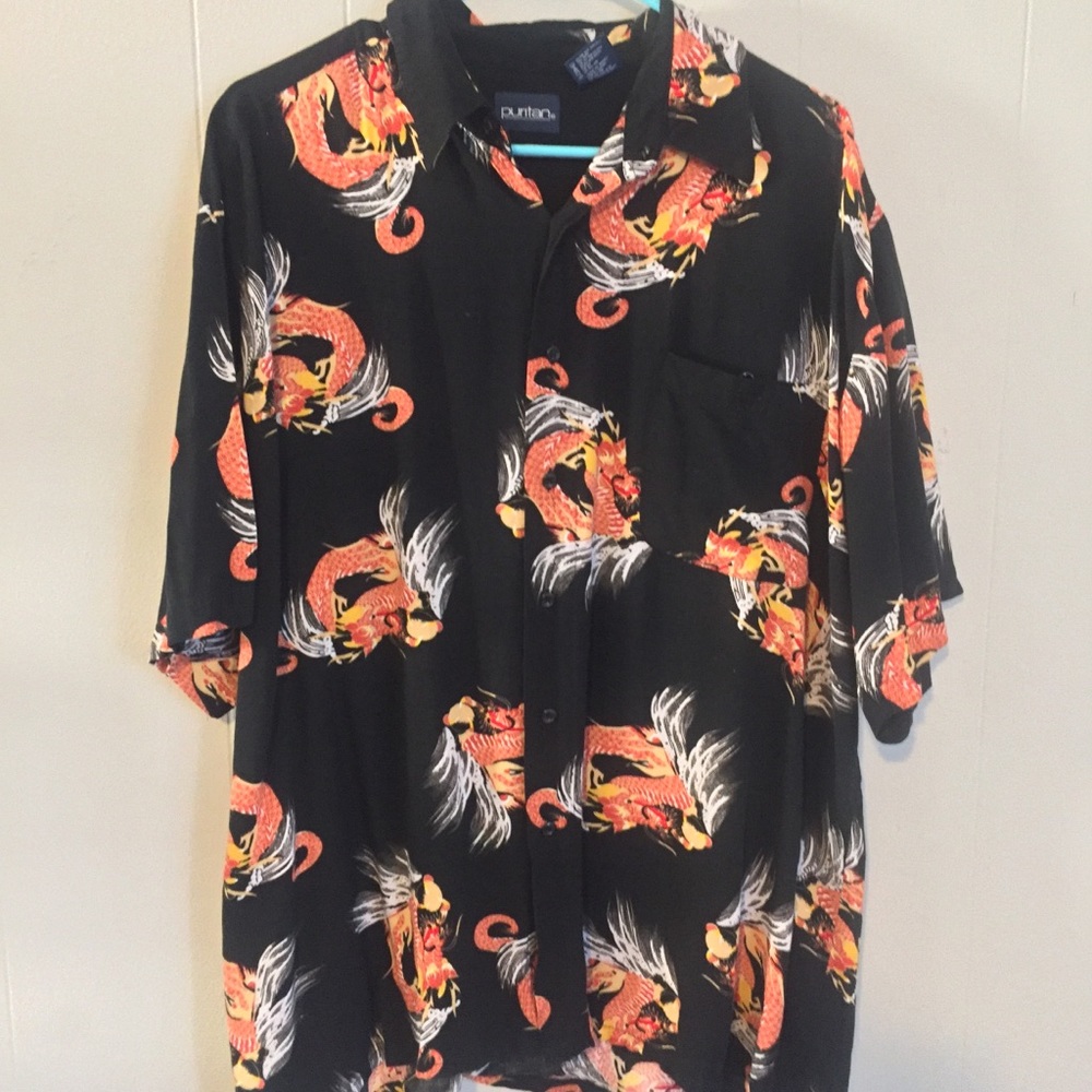 🎀 VINTAGE 🎀 men’s dragon button up